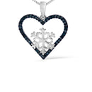 925 Sterling Silver 1/10ct TDW Blue Treated Diamond Heart Pendant Necklace