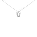 .925 Sterling Silver Diamond Accent and Black Enamel French Bullldog 18" Inch Pendant Necklace inch (I-J Color, I2-I3 Clarity)