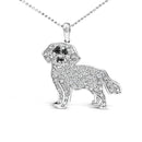 .925 Sterling Silver 1/3 Cttw White and Black Diamond Labrador Retriever Dog Pendant Necklace (I-J Color, I2-I3 Clarity) - 18" Inches