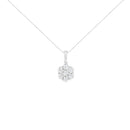 14K White Gold 2.00 Cttw Brilliant Round-Cut Diamond 7 Stone Flower Cluster 18" Pendant Necklace (H-I Color, SI2-I1 Clarity)