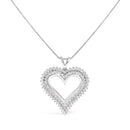 .925 Sterling Silver 1.00 Cttw Diamond Heart 18" Pendant Necklace (I-J Color, I2-I3 Clarity)