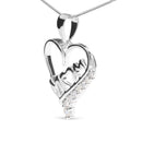 .925 Sterling Silver 1/4 Cttw Diamond "Mom" and Open Heart 18" Pendant Necklace (I-J Color, I2-I3 Clarity)