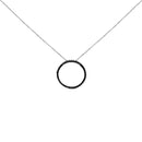 .925 Sterling Silver 4.0 Cttw Black Diamond Open Hoop Circle 18" Pendant Necklace (Black Color, I2-I3 Clarity)