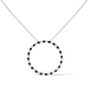 .925 Sterling Silver 2.0 Cttw Alternating Black and White Diamond Open Hoop Circle Pendant Necklace (H-I Color, I2-I3 Clarity) - 18" Inches