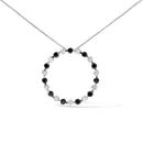.925 Sterling Silver 1 3/4 Cttw Alternating Black and White Diamond Open Circle Hoop Pendant Necklace (H-I Color, I2-I3 Clarity) - 18" Inches