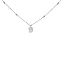 Sterling Silver 1.00 Cttw Lab Grown Diamond Oval Halo Pendant Bezel Station Necklace