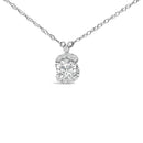 Sterling Silver 1.00 Cttw Lab Grown Diamond Oval Halo Pendant Bezel Station Necklace