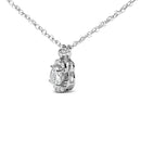 Sterling Silver 5/8 Cttw Lab Grown Diamond Oval Halo Pendant Necklace