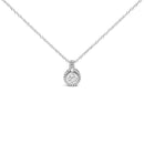 Sterling Silver 3/4 Cttw Lab Grown Diamond Halo Pendant Necklace