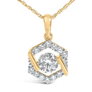 10K Yellow Gold Plated .925 Sterling Silver 1.0 Cttw Lab Grown Diamond Hexagon Halo Pendant Necklace