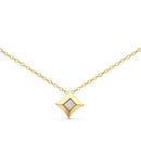 10K Yellow Gold 1/5 Cttw Bezel Set Princess Diamond Kite Shaped Solitaire Pendent Necklace