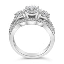 .925 Sterling Silver 1.0 Cttw Diamond Engagement Ring and Soldered Wedding Band Set