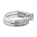 Sterling Silver 1/2 Cttw Diamond Cluster Flower Bridal Set