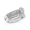 Sterling Silver 1/2 Cttw Diamond Cluster Flower Bridal Set