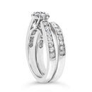 Sterling Silver 1/2 Cttw Diamond Cluster Flower Bridal Set