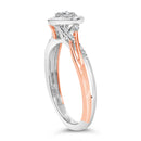 14K Rose Gold Plated Sterling Silver 1/10 Cttw Diamond Heart Motif Ring