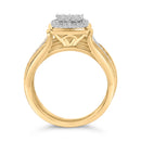 14K Yellow Gold Plated Sterling Silver 1/2 Cttw Diamond Square Cluster Bridal Set