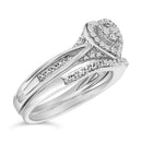 Sterling Silver 1/5 Cttw Diamond Heart Motif Bridal Set