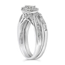 Sterling Silver 1/5 Cttw Diamond Heart Motif Bridal Set