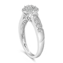 Sterling Silver Diamond Accent Round Cluster Halo Ring