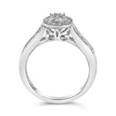 Sterling Silver Diamond Accent Round Cluster Halo Ring