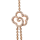18K Rose Gold 1/2 Cttw Diamond and Freshwater Pearl Double Strand Station Necklace (G-H Color, SI1-SI2 Clarity) - Adjustable up to 16" to 20"
