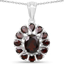 13.82 Carat Genuine Garnet and White Topaz .925 Sterling Silver 3 Piece Jewelry Set (Ring, Earrings, and Pendant w/ Chain)