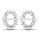 0.26 Carat Genuine White Diamond 14K White Gold Semi Mount Earrings - holds 8x6mm Oval Gemstones