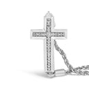 .925 Sterling Silver Diamond Accent Cross Bolo Bracelet (I-J Color, I1-I2 Clarity) - 7"