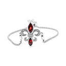 .925 Sterling Silver Marquise Garnet and Diamond Accent Lariat 4â€-10†Fleur De Lis Adjustable Bolo Bracelet (H-I Color, SI1-SI2 Clarity)