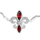 .925 Sterling Silver Marquise Garnet and Diamond Accent Lariat 4â€-10†Fleur De Lis Adjustable Bolo Bracelet (H-I Color, SI1-SI2 Clarity)