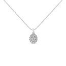 .925 Sterling Silver 1 1/2 Cttw Diamond Oval Cluster Pendant Necklace (I-J Color, I2-I3 Clarity) - 18"