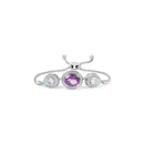 .925 Sterling Silver Oval Amethyst and Pear Blue Topaz with Diamond Accent Lariat 4â€-10†Adjustable Bolo Bracelet (H-I Color, SI1-SI2 Clarity)