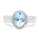 2.58 Carat Genuine Blue Topaz and White Topaz .925 Sterling Silver Ring