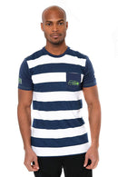 NFL Seattle Seahawks Mens Short Sleeve Stripe T-Shirt with Pocket, Medium