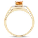 14K Yellow Gold Plated 1.36 Carat Genuine Citrine & White Topaz .925 Sterling Silver Ring