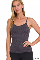 Zenana Stone Washed Ribbed Seamless Tank Top