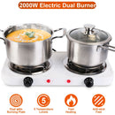 2000W Electric Double Burner Portable Coil Heating Hot Plate Stove Countertop RV Hotplate with Non Slip Rubber Feet 5 Temperature Adjustments