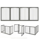 4-Panel Wooden Pet Gate 83" x 30" Freestanding Dog Fence