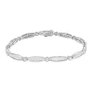14K White Gold 1-1/2 Cttw Round Brilliant-Cut & Baguette Cut Diamond Bezel and Tapered Link 7" Tennis Bracelet (H-I Color, I1-I2 Clarity)