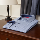 Michael Button-Up Shirt With Contrast Details // Navy Check // Contemporary Fit (Regular)