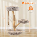 Modern Wooden Cat Tree Tower with Perch and Natural Jute Scratching Posts-Brown