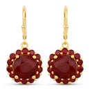 11.37 Carat Dyed Ruby and Ruby .925 Sterling Silver Earrings