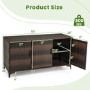 84 Gallon Patio Wicker Deck Box 3-Door PE Rattan Storage Container with Removable Shelves