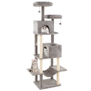 84 Inch Large Cat Tree with 2 Condos and 2 Soft Plush Perches for Indoor Cats-Gray