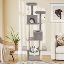84 Inch Large Cat Tree with 2 Condos and 2 Soft Plush Perches for Indoor Cats-Gray