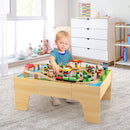 84-Piece Wooden Train and Activity Table with Reversible Top for Learning and Play