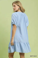 Umgee Embroidered Floral Babydoll Dress