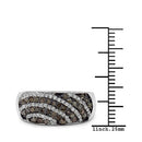 0.64 Carat Genuine Champagne Diamond & White Diamond .925 Sterling Silver Ring