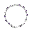 .925 Sterling Silver 7x5mm Oval Amethyst and Diamond Accent X-Link Bracelet (H-I Color, SI1-SI2 Clarity) - Size 7"